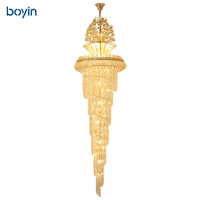 Lustre suspendu moderne de luxe en cristal, grande lampe LED pour villa duplex, escalier, hall d'hôtel, salon, escalier rotatif