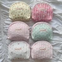 Mini pochette à bijoux matelassée à motifs floraux, petite trousse de toilette portable avec fermeture éclair pour femmes, vente en gros personnalisée