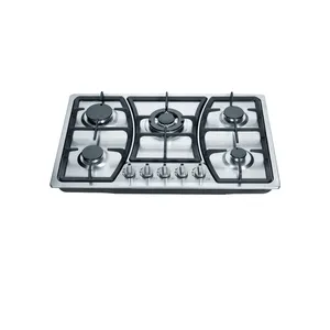 ガスコンロステンレス鋼5ストーブ強化ガラストッププロパンバーナー炊飯器