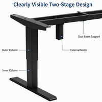 Prix usine – Cadre de bureau ergonomique en fer à moteur unique, hauteur réglable en 2 niveaux, double barre transversale, moteur externe, usage commercial