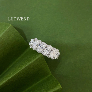 Anillo de Diamantes Naturales Reales de Oro Blanco de 18K LUOWEND para Mujer - Product Image 1