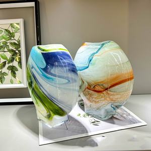 Elegante Jarrón <span class=keywords><strong>de</strong></span> Cristal <span class=keywords><strong>de</strong></span> Murano, Adorno Soplado a Mano con Diseño Floral Estampado en Color, Estilo Artesanal - Product Image 6