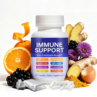 Capsules de soutien immunitaire 8 en 1 avec Vitamine C, Quercétine, Échinacée, Gingembre, Vitamine D3, Zinc, Sureau, Curcuma – Fabricant OEM