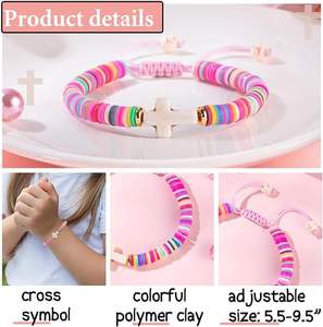 Bracciale incrociato colorato con perline per donne ragazze impilabile con catena di amicizia gioielli regalo per bambini artigianato incrociato - Product Image 5