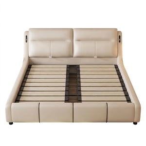 <span class=keywords><strong>Cama</strong></span> Moderna Inteligente Ajustable de Cuero con Luz Nocturna LED - Base de <span class=keywords><strong>Cama</strong></span> Queen Ergonómica Tapizada de 3 Niveles - Directo de Fábrica - Product Image 3