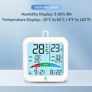 Termo-Igrometro <span class=keywords><strong>Digitale</strong></span> con Funzione di Allarme Orologio da Parete in Plastica con Monitoraggio di Umidità e Temperatura - Product Image 2