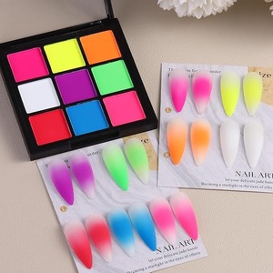 Paleta de Polvos Pigmentados para Uñas, 9 Colores Sólidos, Polvo de Uñas Neón Fluorescente, Brillo para Uñas con Efecto Aura - Product Image 3