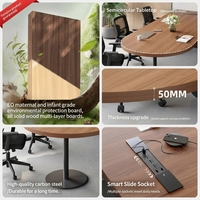 Ensemble de table de conférence ovale en MDF avec prise électrique, design minimaliste moderne, capacité de 6 personnes, mobilier de bureau commercial