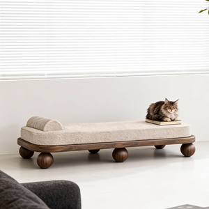 Solid Wood <b>Bench</b> With Fabric Cushion Soft Seating Home Stool Ottoman Long <b>Bench</b> For Living Room - Product Image 2