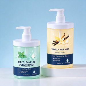 Flacon pompe en plastique pour emballage cosmétique, conteneur personnalisé imprimé, distributeur de lotion pour les soins capillaires et les soins personnels - Product Image 1