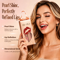 Kit de Brillant à Lèvres Scintillant et Crayon à Lèvres Rose Doré avec Taille-Crayon, Huile de Jojoba, Imperméable, Longue Durée – Cadeau de Fêtes en Gros