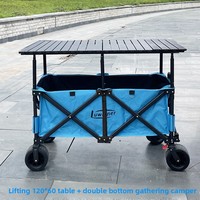 Table pliante mobile et relevable pour camping extérieur et stand de marché nocturne 110x60x60cm