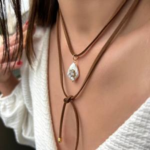 Colgante de perla de agua dulce DIY de moda americana Europea collar Simple con piedra de nacimiento de circón de perla Natural de agua dulce - Product Image 2