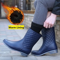 Bottes de pluie en PVC tendance pour femmes avec chaussettes chaudes amovibles, bottes imperméables