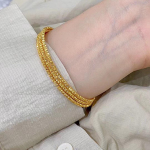 Pulseiras & Bangles Chiết Giang sang trọng đồng vàng Multilayer Vòng đeo tay bouncy Bead ba vòng lặp mở căng vòng đeo tay - Product Image 4