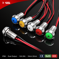 Interrupteur à bouton-poussoir étanche IP67, MOQ 1 pièce, acier inoxydable, LED 5 couleurs, 12 mm, 19 mm, 22 mm, 12 V, 220 V, CE, RoHS