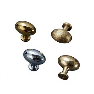 French Light Luxury Hammered Brass Pigeon Egg Shape Single Hole <strong>Knob</strong> for Wardrobe Kitchen Cabinet Drawer Vanity Cabinet - Product Image 1