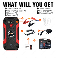 Démarreur de batterie au lithium haute capacité 29800mah 1000A pour voiture et moto, Power Bank noir et rouge