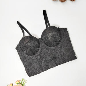 <span class=keywords><strong>Labyrinthe</strong></span> vintage courbe broderie arête de poisson fronde coupe ajustée dos nu élégant façonnage haut avec anneau en acier tube haut - Product Image 4