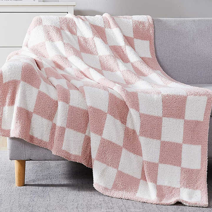 High Quality Custom DoubleSided Cozy Checkerboard Printed Minky