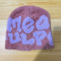 Chapeau beanie en mohair Y2K personnalisé en usine pour femmes et hommes, accessoires d'hiver brodés en 3D, logo flou, chauffe-tête