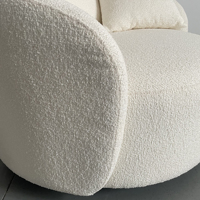 Fauteuil d'appoint moderne pivotant rond en bouclette blanche - Fauteuil de loisirs rembourré confortable pour salon, villa, salle de sport, extérieur et parc