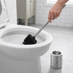 Toilet <b>Brush</b> Set 304 Stainless Steel Long Handle Durable <b>Round</b> <b>Brush</b> Rust Resistant Bathroom Cleaning Tool - Product Image 1