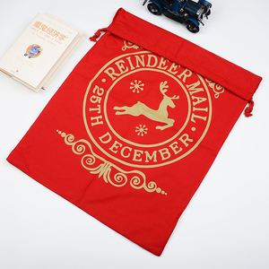 Sac de Noël en toile rouge et or avec rennes et motif Père Noël, sac cadeau promotionnel du <span class=keywords><strong>25</strong></span> décembre, sac de Père Noël à prix d'usine - Product Image 6