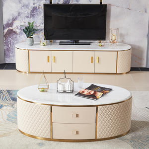 أحدث تصميم طاولة قهوة من الخشب الصلب من الجلد الفاخر الحديث وخزانة مع أثاث غرفة المعيشة - Product Image 1