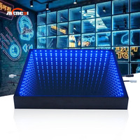 Pista de Baile Inalámbrica 3D con Espejo, Panel de Baile Portátil de 50x50cm, Infinity 500x500mm, Luces LED para Escenario de Boda, Vidrio Magnético