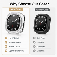 Coque de protection rigide en PC à dos ouvert avec strass en une seule rangée pour Samsung Galaxy Watch7 Ultra Ultra 8 2025 47mm
