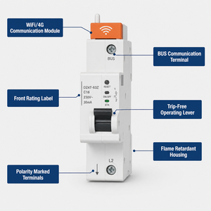 Dispositif de protection contre les courants résiduels Wanbo-543 RCD 2P 4P C40 400V 630mA 6kA, protection contre les fuites RCCB, protection incendie, disjoncteur sur rail DIN - Product Image 3