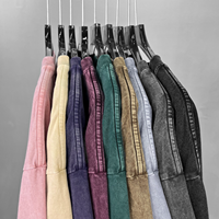 Kaos Vintage YOUMI 2025 untuk Pria 275gsm Lengan Pendek Acid Washed Jahitan Crop 100% Katun Desain Polos Trendi Baru