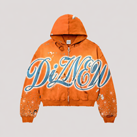 Sudadera con capucha extragrande para hombre DiZNEW, estilo vintage, con pedrería, gráfico degradado, estilo urbano, personalizada OEM, multicolor