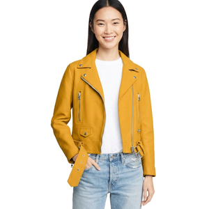 Chaquetas de Cuero Genuino Nuevas para Mujer - Prendas Exteriores de Cuero Real Suaves, Duraderas y Elegantes - Chaqueta de Cuero Personalizada para Mujer - Product Image 1
