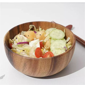 Juego de Tazones de Madera Maciza, Tazón Redondo de Madera para Ensalada y Fruta, Vajilla para el Hogar, Estilo Japonés, Acabado Natural, 11.5x11.5x4.5cm - Product Image 2