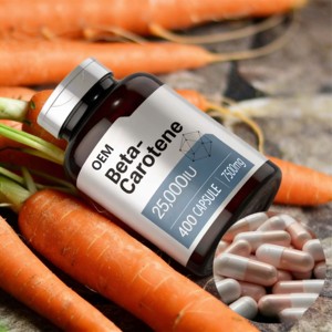 30mg Premium Doğal Kaynaklı A Vitamini Ön Ürünü OEM ISO22000 <span class=keywords><strong>KOSHER</strong></span> Besin Takviyesi Beta Karoten Kapsül - Product Image 2