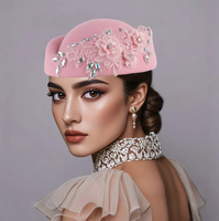 Chapeau de mariage à fleurs, foulard en feutre, chapeau Auto Gele, turban pour femme, accessoires de tête africains, chapeaux de fête