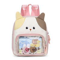 Sac à dos pour enfants motif chat de dessin animé, couleurs contrastées, mini sac à livres pour la maternelle, sac à dos léger de voyage pour bébé