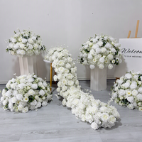 Guirlande de roses blanches artificielles élégantes pour allée de mariage, décoration de fond pour hôtel