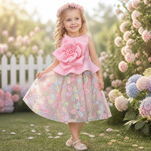 Design principessa bambine 3D grandi fiori abiti volant fiori eleganti compleanno matrimonio Tulle vestiti boutique - Product Image 2