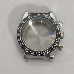 Piezas de reloj impermeables con bisel de cerámica negra y acero inoxidable de 39mm con carcasa trasera sólida para movimiento VK67 - Product Image 1