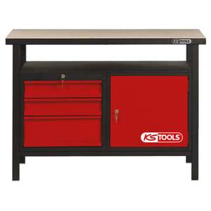 KS TOOLS-865,0003 Banco de trabajo con 3 cajones y 1 puerta, 840x1200x600mm - EAN 4042146197011 BANCOS DE TRABAJO Y MESAS - Product Image 1
