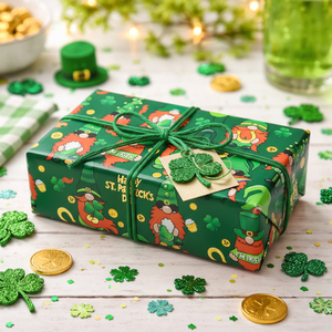 St Patricks Day gift <b>wrapping</b> <b>paper</b> Green clover field design pattern gift <b>wrapping</b> <b>paper</b> Original design Customizable - Product Image 4