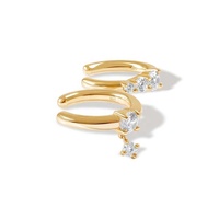 Gemnel Meilleur prix Argent pur Sans perçage Délicat Émeraude Cz/ clair Cz Boucle d'oreille pour filles