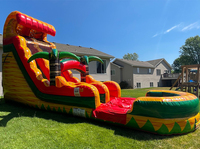 Aire de jeux commerciale à double voie pour fêtes, toboggan gonflable géant pour adultes, enfants, arrière-cour, sec et humide avec piscine