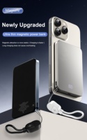 Batterie externe portable de poche avec écran LED, chargeur sans fil magnétique, câble rétractable, 5000 mAh, charge rapide PD 25 W