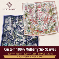Écharpe de luxe en soie véritable 65x65cm carrée, jacquard, ourlet roulotté à la main, motif botanique, pour femme, service de marquage, cadeaux d'entreprise