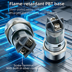 Buzzer sonore LED rouge en métal étanche IP65, haute intensité sonore, 16/<span class=keywords><strong>19</strong></span>/22mm, borne à vis, clignotement intermittent, DC12-24V - Product Image 3