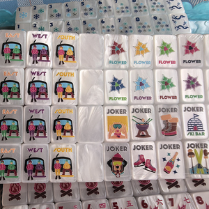 Jeu de Mahjong Américain Personnalisé <span class=keywords><strong>en</strong></span> Carreaux Blanc Perle Givré, Couleurs <span class=keywords><strong>en</strong></span> Relief, pour Fêtes, Maison, Plage, Cadeau - Product Image 5